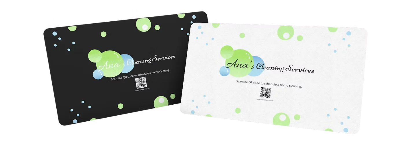 Ana's Cleaning Services gift card mockup featuring elegant design with company branding, perfect for gifting house cleaning services